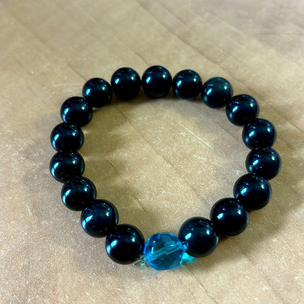 #039 Black Obsidian Crystal Bracelet 10 mm